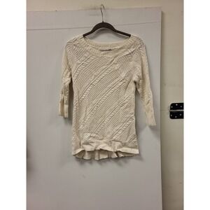 New York Company Cream Cable Knit Sweater Womens Size M Pullover Top Classic
